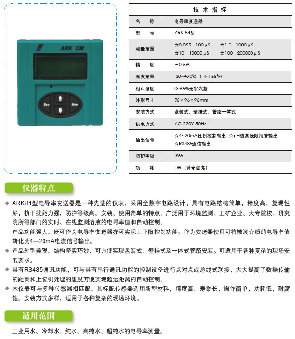 　ARK84型电导率变送器产物图